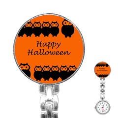 Happy Halloween - Owls Stainless Steel Nurses Watch by Valentinaart