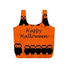 Happy Halloween - Owls Full Print Recycle Bags (s)  by Valentinaart