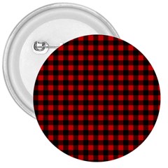 Lumberjack Plaid Fabric Pattern Red Black 3  Buttons by EDDArt