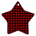 Lumberjack Plaid Fabric Pattern Red Black Ornament (Star)  Front