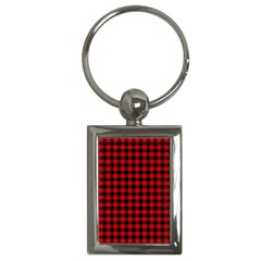 Lumberjack Plaid Fabric Pattern Red Black Key Chains (rectangle)  by EDDArt