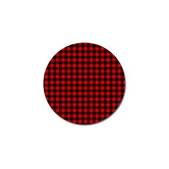 Lumberjack Plaid Fabric Pattern Red Black Golf Ball Marker by EDDArt