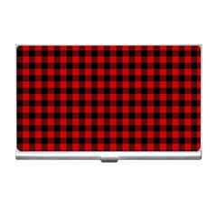 Lumberjack Plaid Fabric Pattern Red Black Business Card Holders by EDDArt