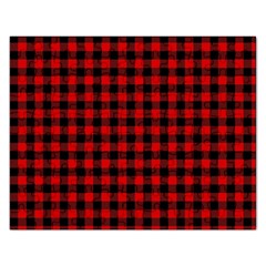 Lumberjack Plaid Fabric Pattern Red Black Rectangular Jigsaw Puzzl by EDDArt