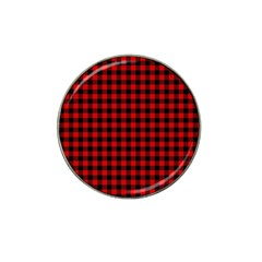 Lumberjack Plaid Fabric Pattern Red Black Hat Clip Ball Marker (4 Pack) by EDDArt