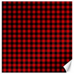 Lumberjack Plaid Fabric Pattern Red Black Canvas 16  X 16   by EDDArt