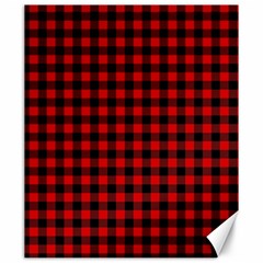 Lumberjack Plaid Fabric Pattern Red Black Canvas 20  X 24   by EDDArt