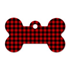 Lumberjack Plaid Fabric Pattern Red Black Dog Tag Bone (two Sides) by EDDArt