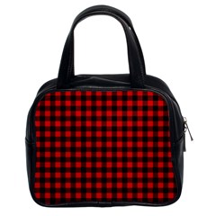 Lumberjack Plaid Fabric Pattern Red Black Classic Handbags (2 Sides) by EDDArt