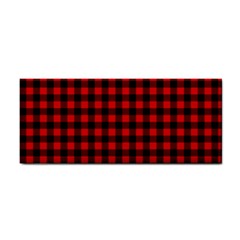 Lumberjack Plaid Fabric Pattern Red Black Hand Towel by EDDArt