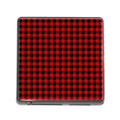 Lumberjack Plaid Fabric Pattern Red Black Memory Card Reader (square) by EDDArt