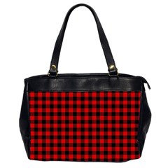 Lumberjack Plaid Fabric Pattern Red Black Office Handbags (2 Sides) 