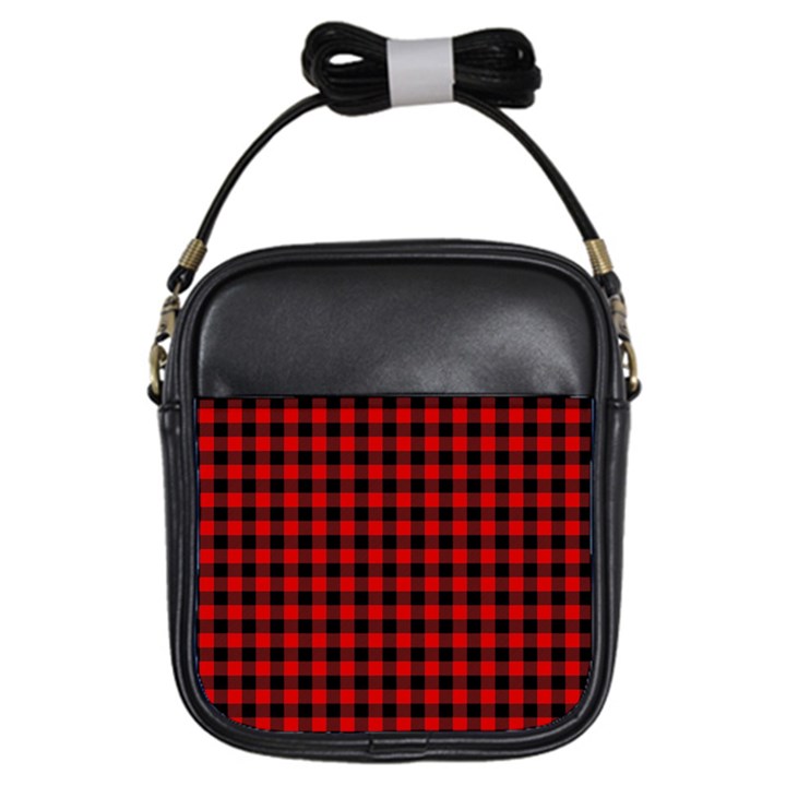 Lumberjack Plaid Fabric Pattern Red Black Girls Sling Bags