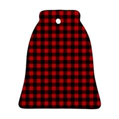 Lumberjack Plaid Fabric Pattern Red Black Bell Ornament (2 Sides) by EDDArt