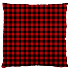 Lumberjack Plaid Fabric Pattern Red Black Large Cushion Case (two Sides) by EDDArt