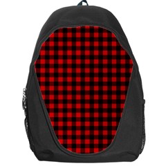 Lumberjack Plaid Fabric Pattern Red Black Backpack Bag by EDDArt