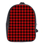 Lumberjack Plaid Fabric Pattern Red Black School Bags (XL)  Front