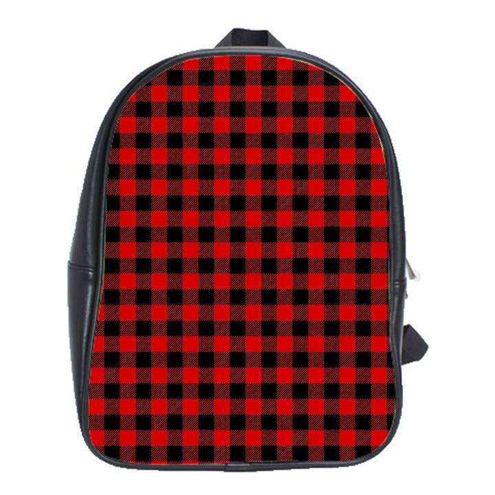 Lumberjack Plaid Fabric Pattern Red Black School Bags (XL) 