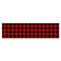 Lumberjack Plaid Fabric Pattern Red Black Satin Scarf (oblong) by EDDArt