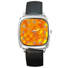 Orange Decor Square Metal Watch by Valentinaart