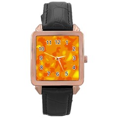 Orange Decor Rose Gold Leather Watch  by Valentinaart