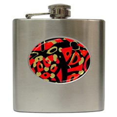 Red Artistic Design Hip Flask (6 Oz) by Valentinaart