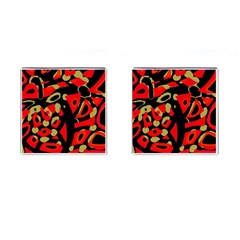 Red Artistic Design Cufflinks (square) by Valentinaart