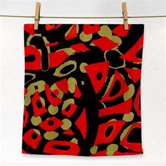 Red Artistic Design Face Towel by Valentinaart