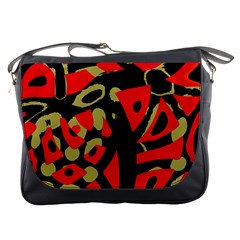 Red Artistic Design Messenger Bags by Valentinaart