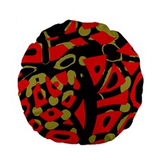 Red Artistic Design Standard 15  Premium Flano Round Cushions by Valentinaart