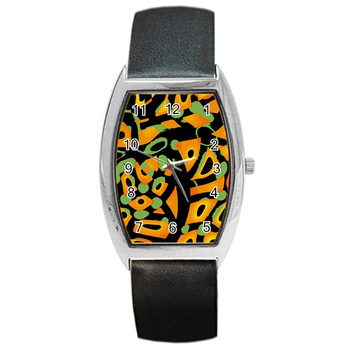 Abstract animal print Barrel Style Metal Watch