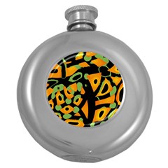 Abstract Animal Print Round Hip Flask (5 Oz) by Valentinaart