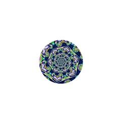 Power Spiral Polygon Blue Green White 1  Mini Buttons by EDDArt