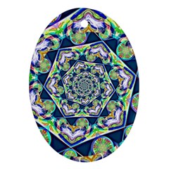 Power Spiral Polygon Blue Green White Ornament (oval)  by EDDArt