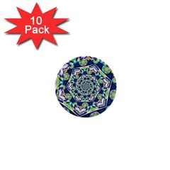 Power Spiral Polygon Blue Green White 1  Mini Buttons (10 Pack)  by EDDArt