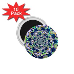 Power Spiral Polygon Blue Green White 1 75  Magnets (10 Pack)  by EDDArt