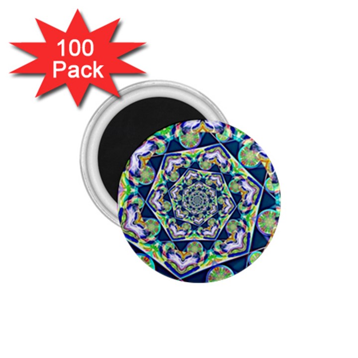 Power Spiral Polygon Blue Green White 1.75  Magnets (100 pack) 