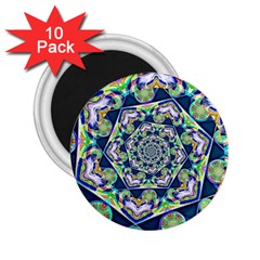 Power Spiral Polygon Blue Green White 2 25  Magnets (10 Pack)  by EDDArt