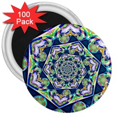 Power Spiral Polygon Blue Green White 3  Magnets (100 Pack) by EDDArt