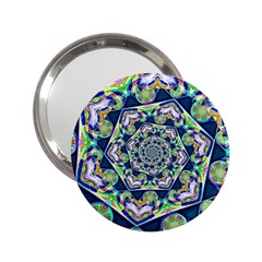 Power Spiral Polygon Blue Green White 2 25  Handbag Mirrors by EDDArt