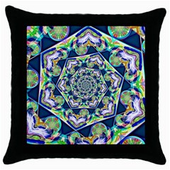 Power Spiral Polygon Blue Green White Throw Pillow Case (black) by EDDArt