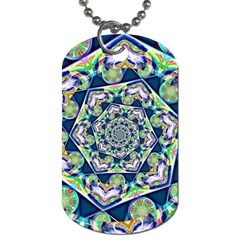 Power Spiral Polygon Blue Green White Dog Tag (one Side) by EDDArt