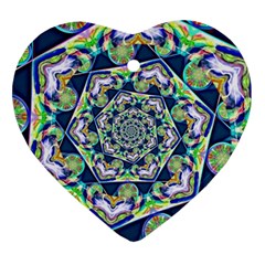 Power Spiral Polygon Blue Green White Heart Ornament (2 Sides) by EDDArt