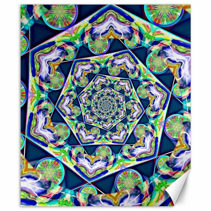 Power Spiral Polygon Blue Green White Canvas 8  x 10 