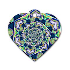 Power Spiral Polygon Blue Green White Dog Tag Heart (one Side) by EDDArt