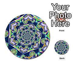 Power Spiral Polygon Blue Green White Multi-purpose Cards (round) 