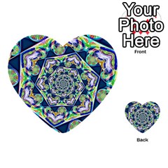 Power Spiral Polygon Blue Green White Multi-purpose Cards (heart)  by EDDArt