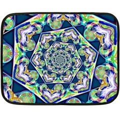 Power Spiral Polygon Blue Green White Double Sided Fleece Blanket (mini)  by EDDArt