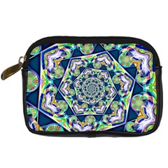 Power Spiral Polygon Blue Green White Digital Camera Cases by EDDArt