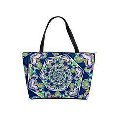 Power Spiral Polygon Blue Green White Shoulder Handbags by EDDArt